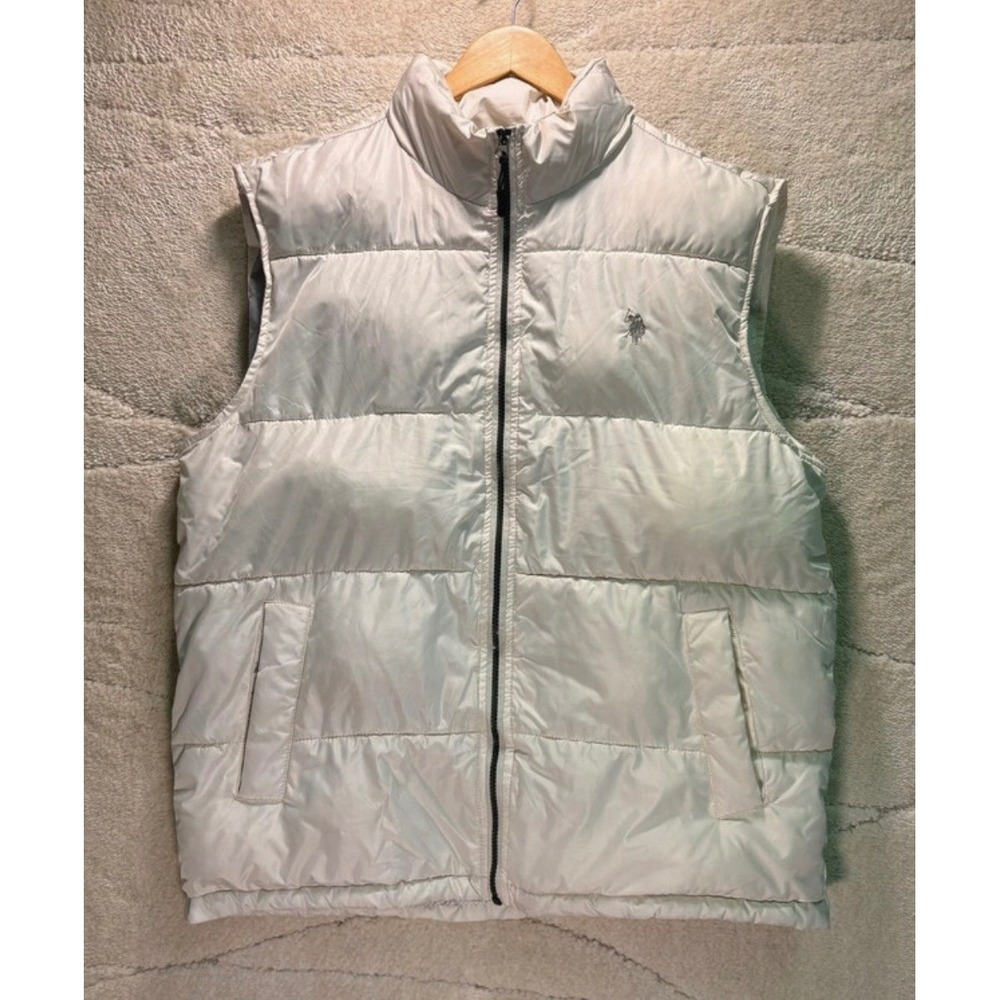 U.S. Polo Assn Gray Puffer Vest Men's Large L Full Zip Lightweight*